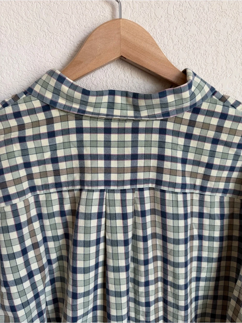 Viyella Vintage Cotton Wool Plaid Button Down Shirt Size L Green Brown Mens - Picture 12 of 13